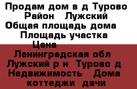 Продам дом в д.Турово › Район ­ Лужский › Общая площадь дома ­ 50 › Площадь участка ­ 26 › Цена ­ 1 600 000 - Ленинградская обл., Лужский р-н, Турово д. Недвижимость » Дома, коттеджи, дачи продажа   . Ленинградская обл.